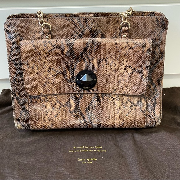 Authentic Kate Spade designer faux snake skin shoulder bag purse - Picture 6 of 11